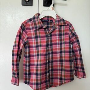 Janie and Jack Madras Plaid Kids Shirt - Pink and Blue Boys size 3T